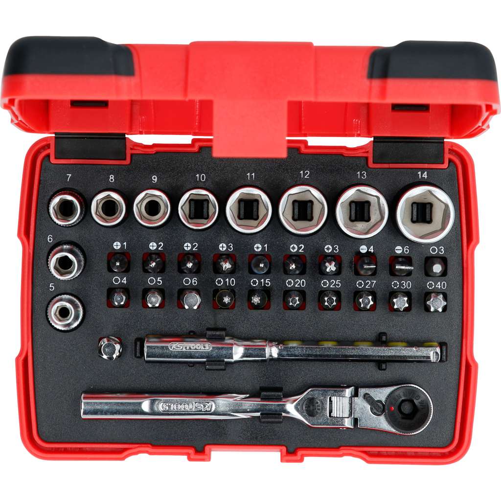 KS Tools 1/4" Bit Stecknuss Satz 30tlg. TX Innen6kant Schlitz PH