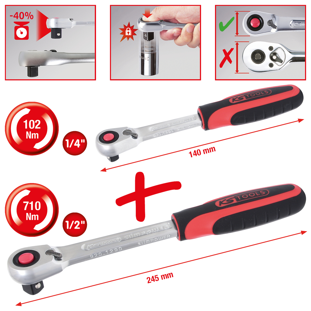 WEBER-TOOLS OMKEERBARE RATELSET SMALLE RUIMTES 1/4, 3/8, 1/2 | TTO Technische Groothandel