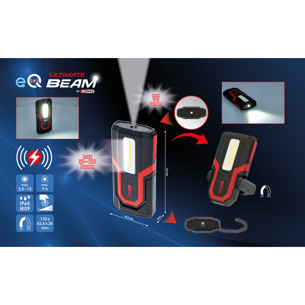 Lampada A Penna LED KS Tools UltimateBEAM 150.4540 - Alluminio, 150 Lumen, Ricaricabile USB-C, 2 Modalità, Magnetica, Per Officina E Lavoro - 2