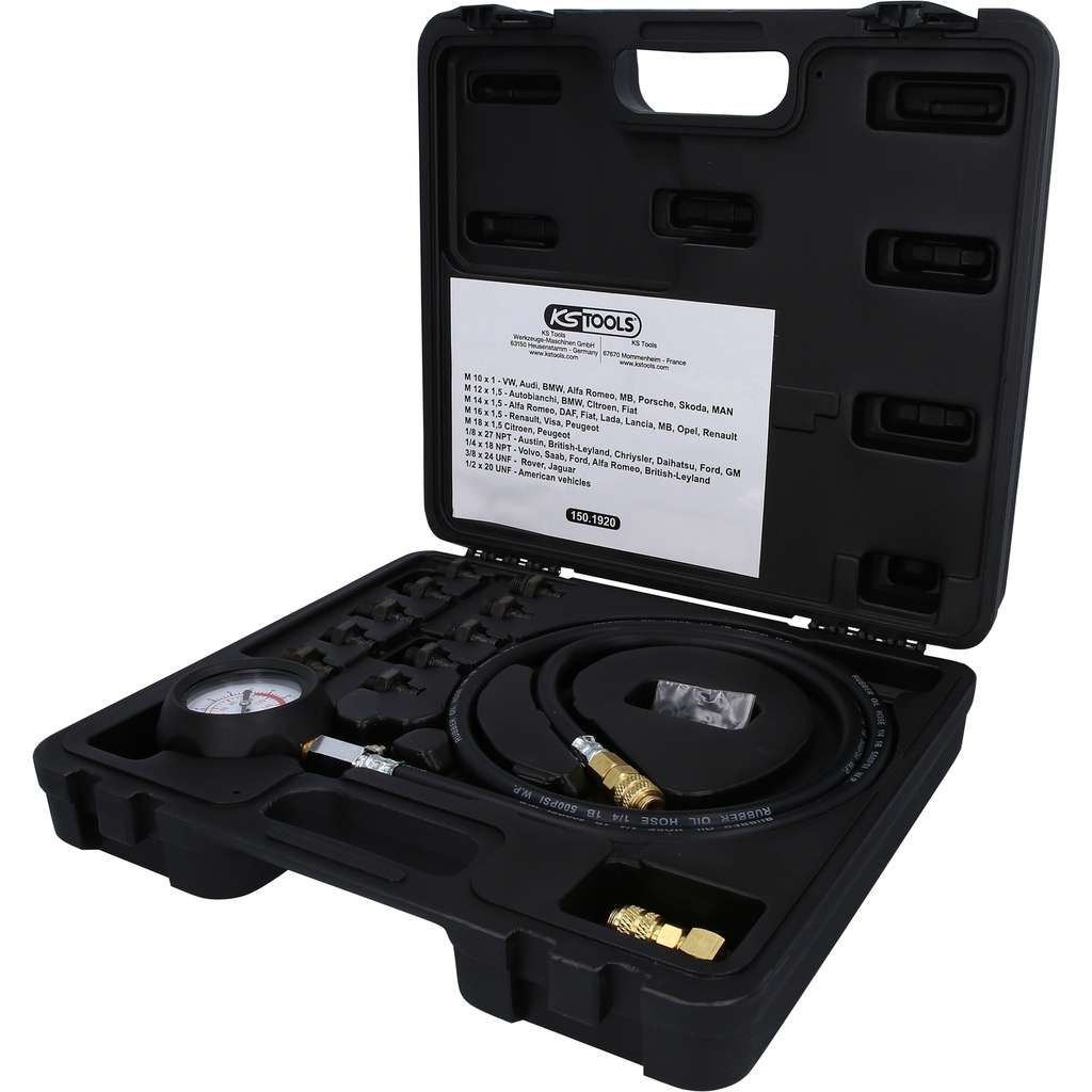 QPKING Oil Pressure Tester PT620 Oil Pressure Gauge Kit Automotive Oil Pressure Tools Gasoline Engine Digital Oil Pressure Gauge Tester 0-426.6 PSI ,0~29.4 bar, 30kg/cm² with test hose and 17 adapters