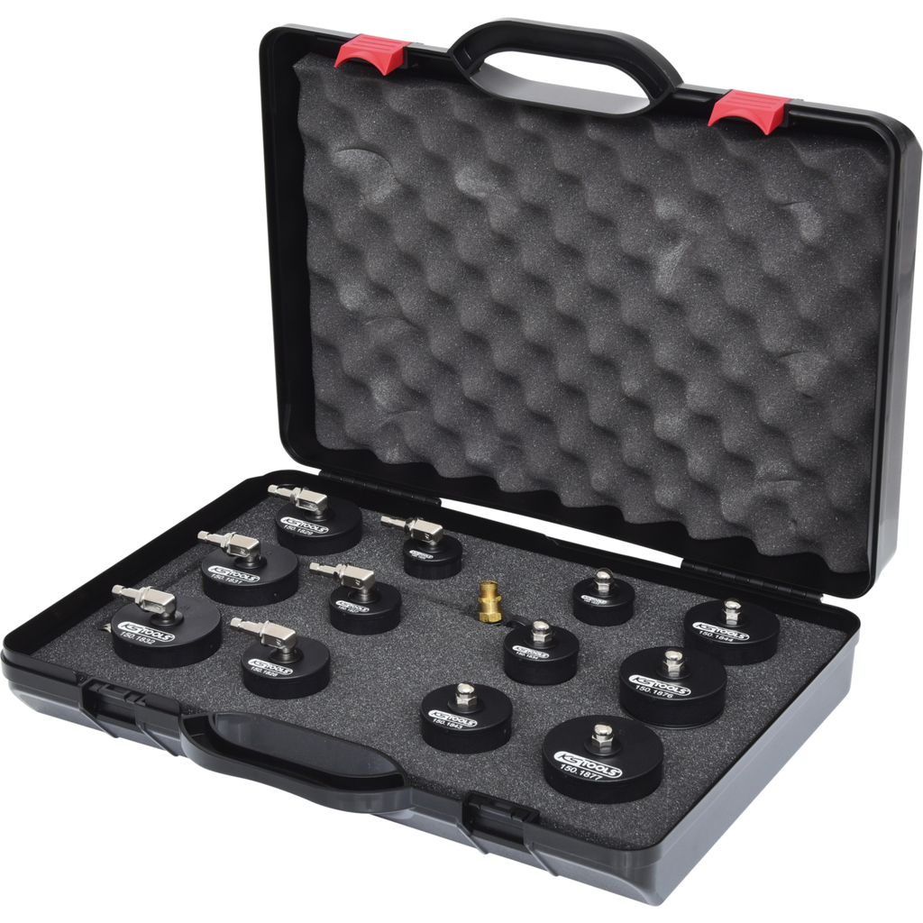 KS Tools 150.1825 Tester Perdita Pressione Turbina, 13 Pezzi In Valigia, Per Motori Diesel E Benzina Sovralimentati, Diametro Attacco 31-110 Mm - 2