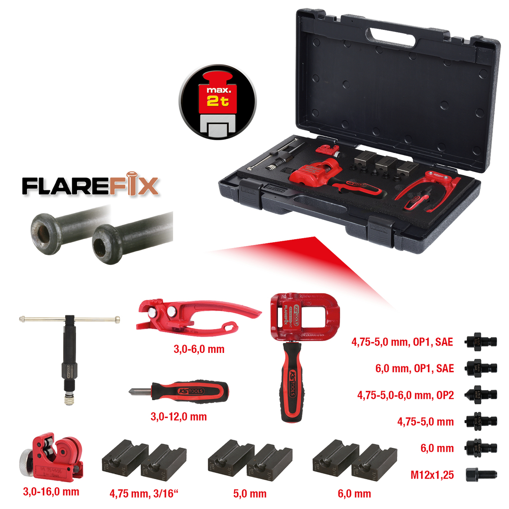 FLAREFIX 1 üniversal fren borusu kıvırma aleti seti, hidrolik