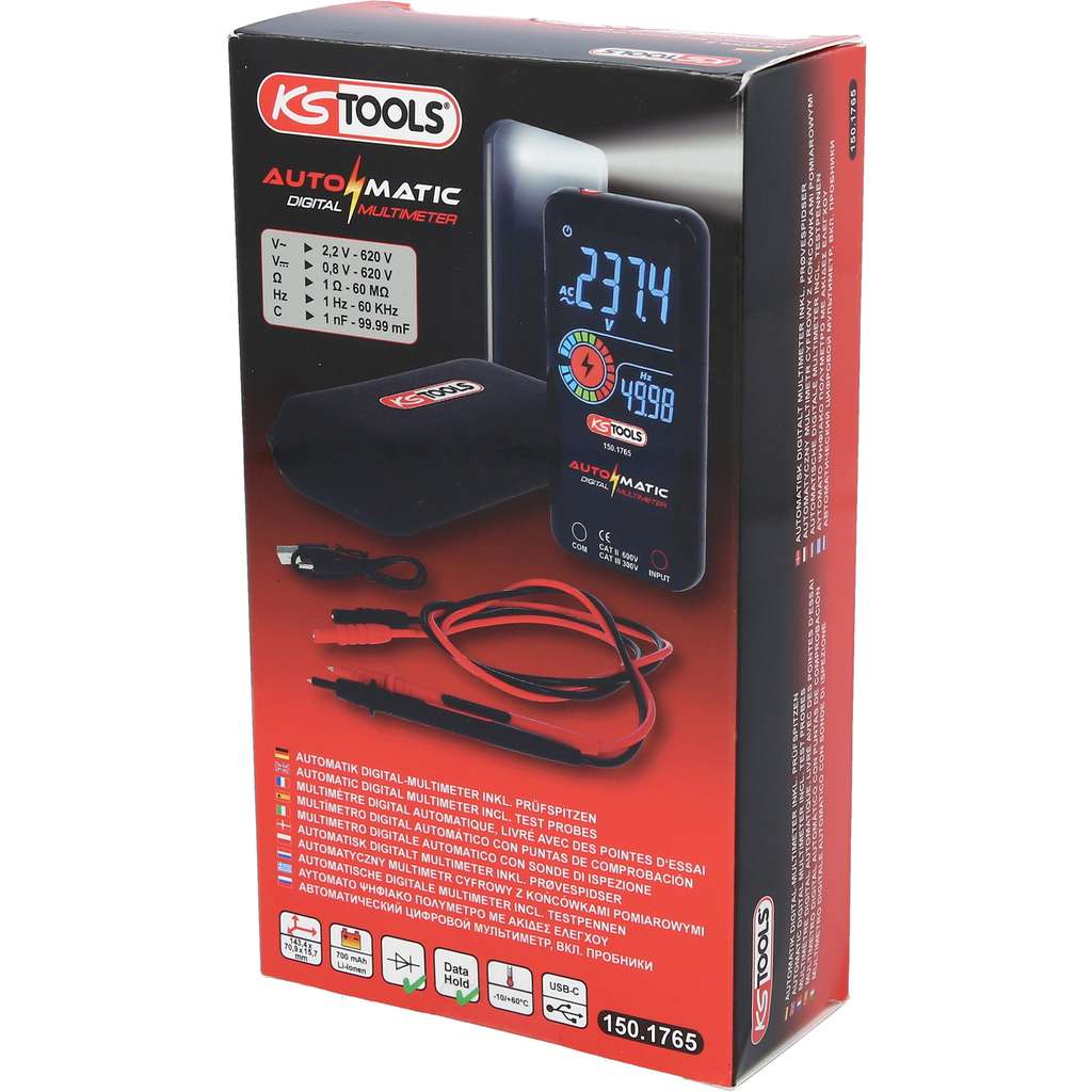 KS Tools Digital Multimeter inkl. Prüfspitzen Durchgangsprüfer Stromprüfer