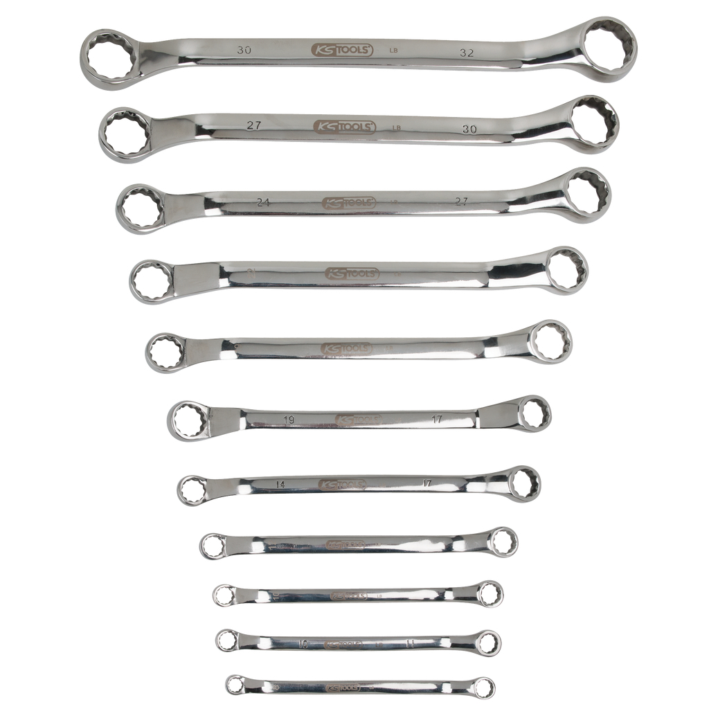 EDELSTAHL Doppel-Ringschlüssel-Satz, gekröpft, 11-tlg | EDELSTAHL  
