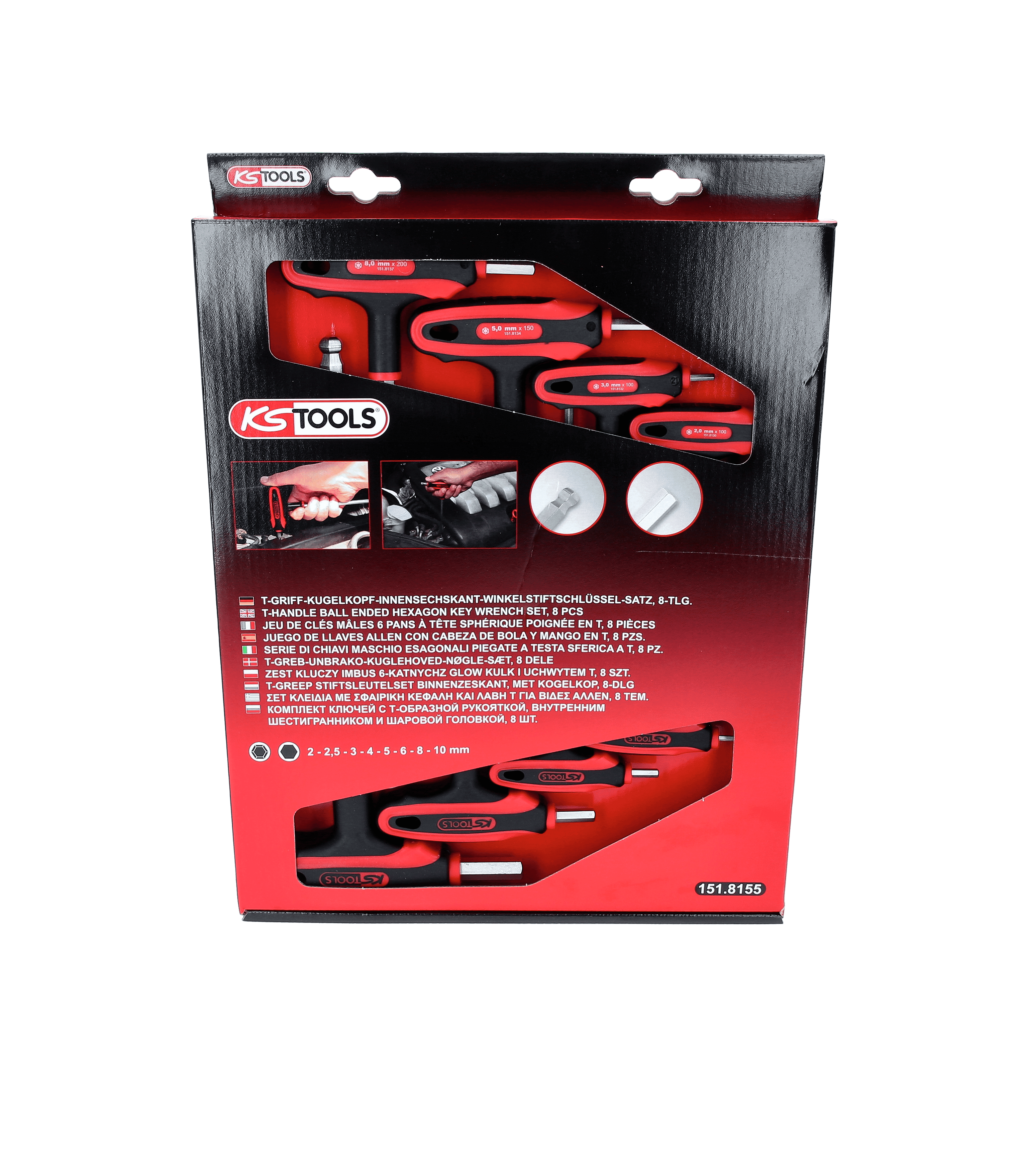 T-Griff-Innensechskant-Kugelkopf-Schlüssel-Satz, 8-tlg | T-Griff  