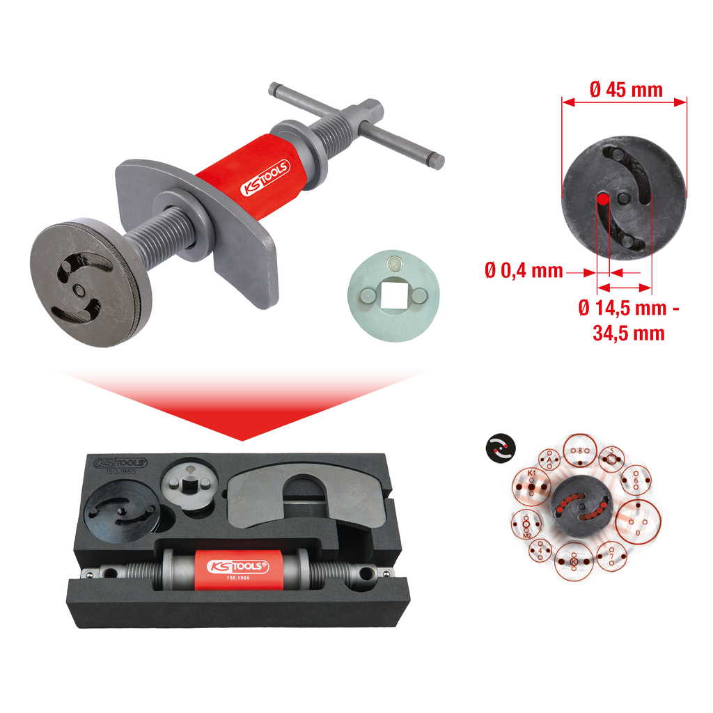 Kit Repousse-Piston De Frein Universel - Pour Étriers Flottants - Avec Adaptateur Pivotant 180° - Métal Résistant