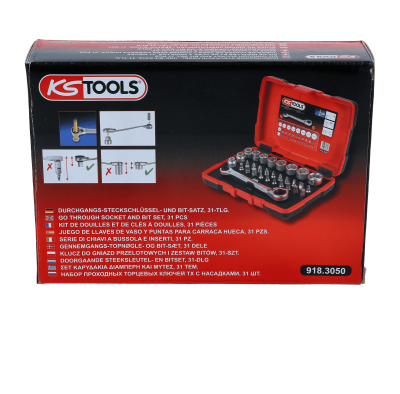 KS Tools 3/8" + 1/2" Durchgangs-Knarren-Set 3-tlg. Ratschen-Set