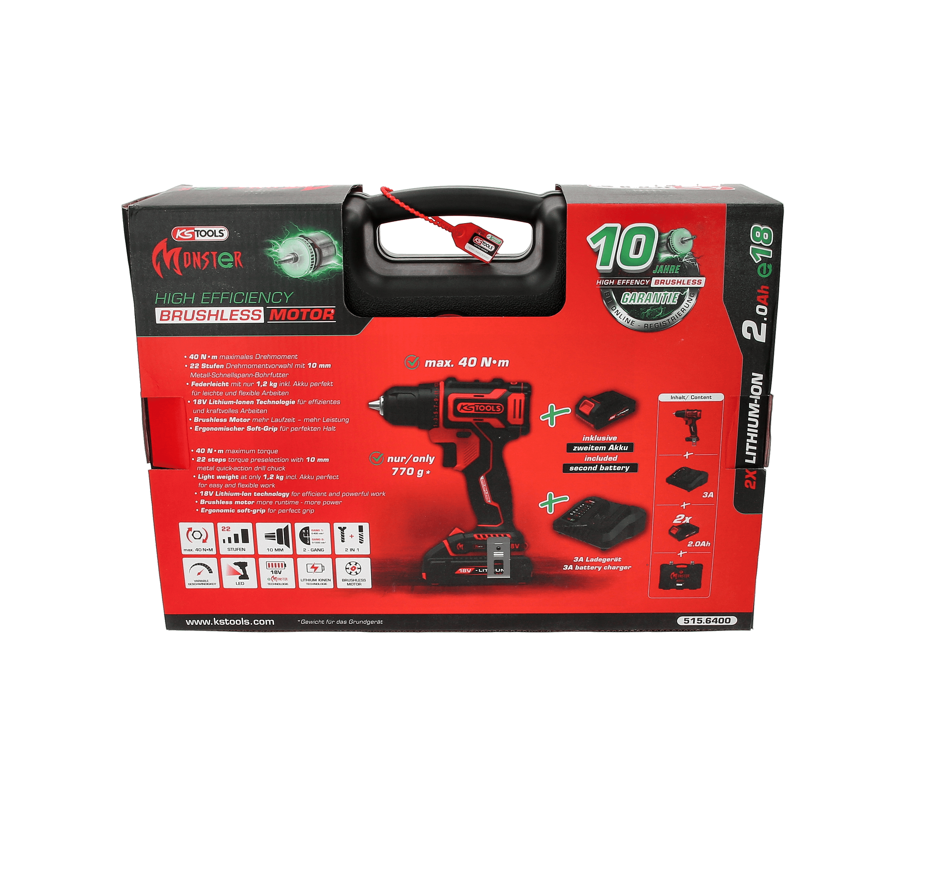 eMONSTER Brushless-Akku-Bohr-Schrauber-Satz, 4-tlg | Akku 