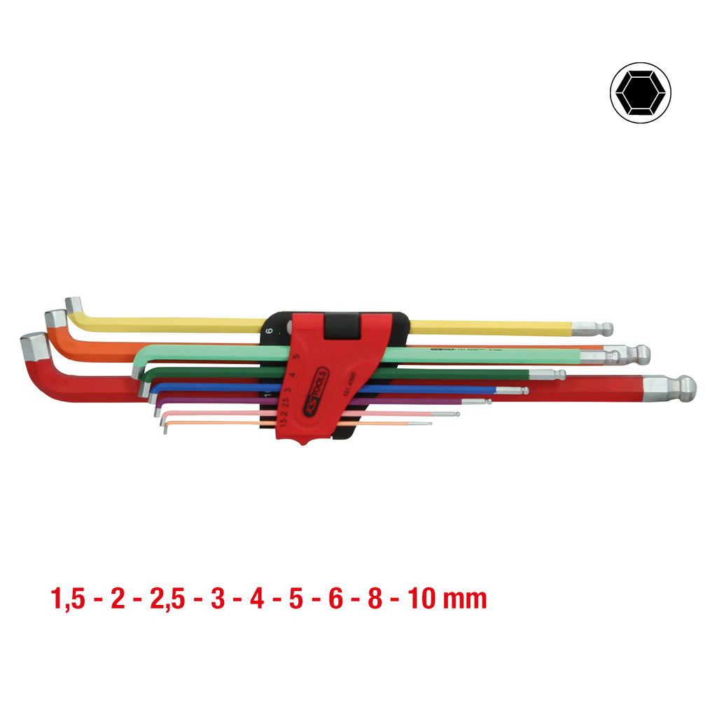 KS Tools Llave Allen Con Cabeza De Bola - XL, 1.5 Mm, Ángulo 108°, Para Tornillos De Difícil Acceso