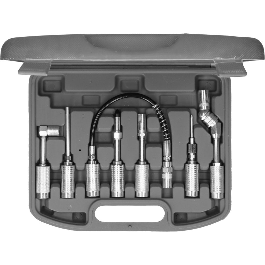 7-Piece Manual Grease Gun Adapter Kit - Hose, Nozzles, Extensions, Fits Most Grease Guns