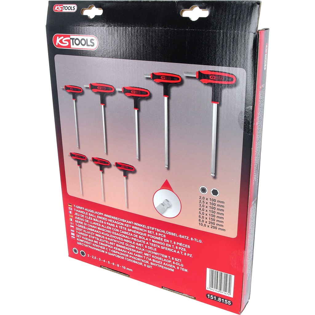 T-Griff-Innensechskant-Kugelkopf-Schlüssel-Satz, 8-tlg | T-Griff  