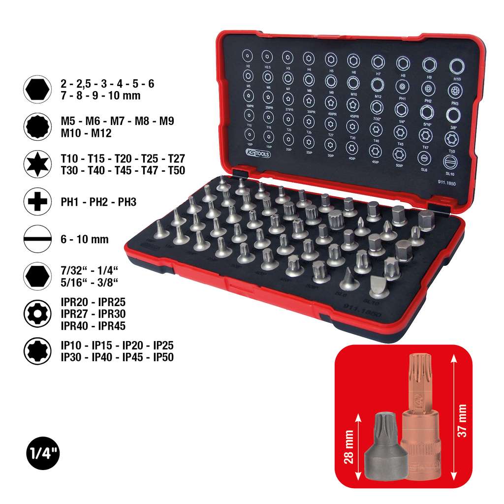 Jeu de douilles mini 1/4, 48 pièces – FRANCE