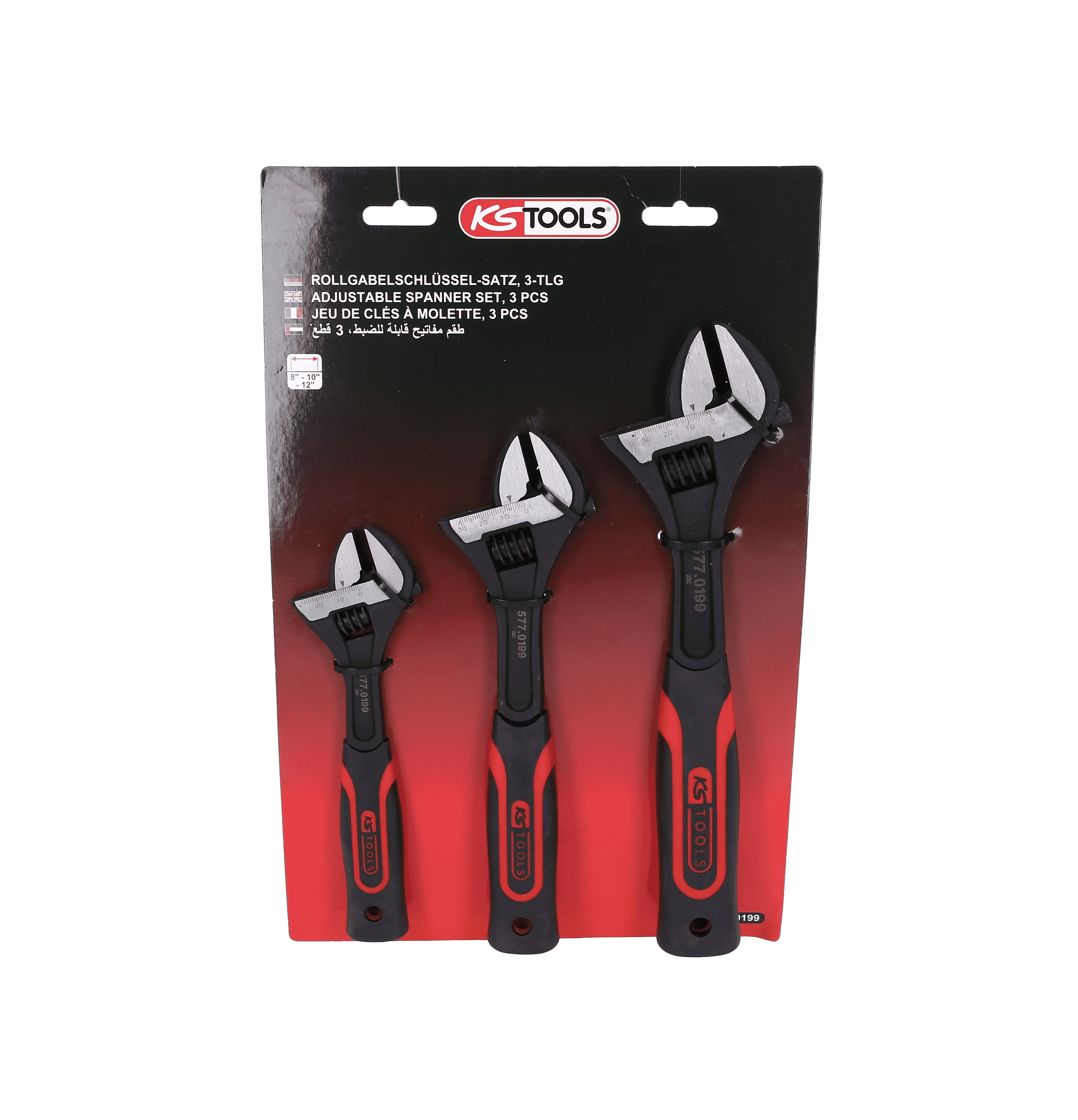 KS Tools 577.0199 Juego De 3 Llaves Inglesas Con Mango Bi-componente – Escala En Mm, Modelo Sueco DIN 3117