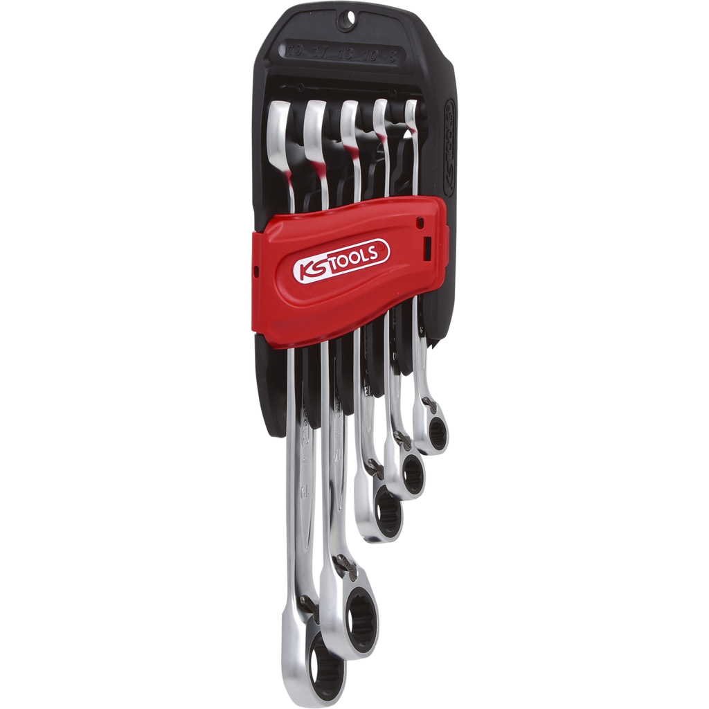 Ks Tools Knarrenkasten KS Tools 503.4255 GEARplus Ratschenringmaulschlüssel- Satz – 5-tlg., 8-19 Mm, Abgewinkelt, FlankTraction-Profil Schlüsselsatz Mit FlankTraction Profil